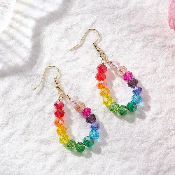 Teardrop Glass Dangle Earrings