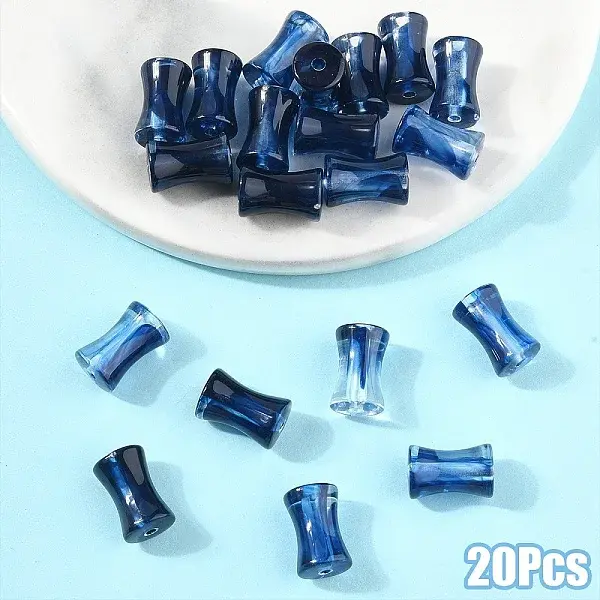 20Pcs Transparent Acrylic Beads Ink Wind Gradient Effect