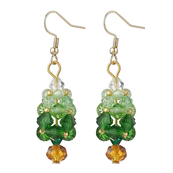 Stainless Steel Glass Dangle Earrings