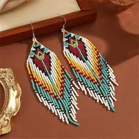 Bohemian Style Handmade Glass Bead Dangle Earrings for Daily Wear
