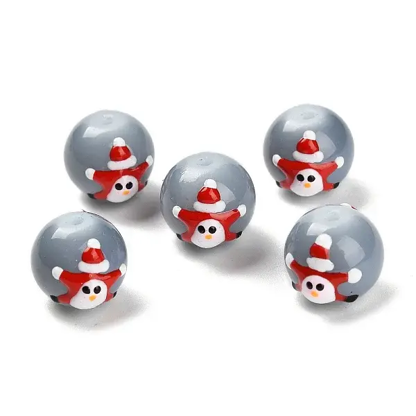 Christmas Theme Baking Painted Glass Beads