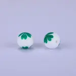 Printed Round with Clover Pattern Silicone Focal Beads