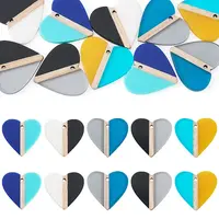 10Pcs 5 Colors Opaque & Transparent Resin & Wood Pendants