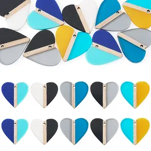 10Pcs 5 Colors Opaque & Transparent Resin & Wood Pendants