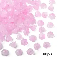 100Pcs Transparent Two Tone Spray Painted Glass Bead Caps