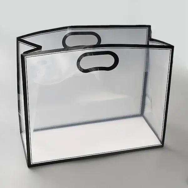 Rectangle Frosted Transparent PP Plastic Storage Bags with Die Hole Handles