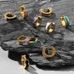 Ion Plating(IP) 304 Stainless Steel Enamel Hoop Earrings