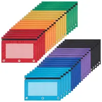 CutHollow 40Pcs 8 Colors Rectangle Oxford Cloth 3-Ring Pen Pencil Zipper Bags
