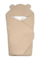 Baby Nellys Beránková zavinovačka s kapucí bavlna/beránek, Teddy - Medvídek béžová, hnědá