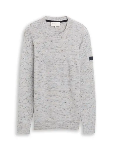 TOM TAILOR Sveter  svetlohnedá / svetlosivá / čierna