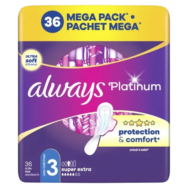 ALWAYS Platinum Super Extra (velikost 3) Vložky s křidélky 36 ks
