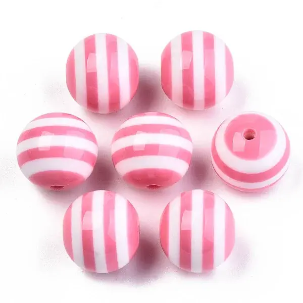 Round Striped Resin Beads