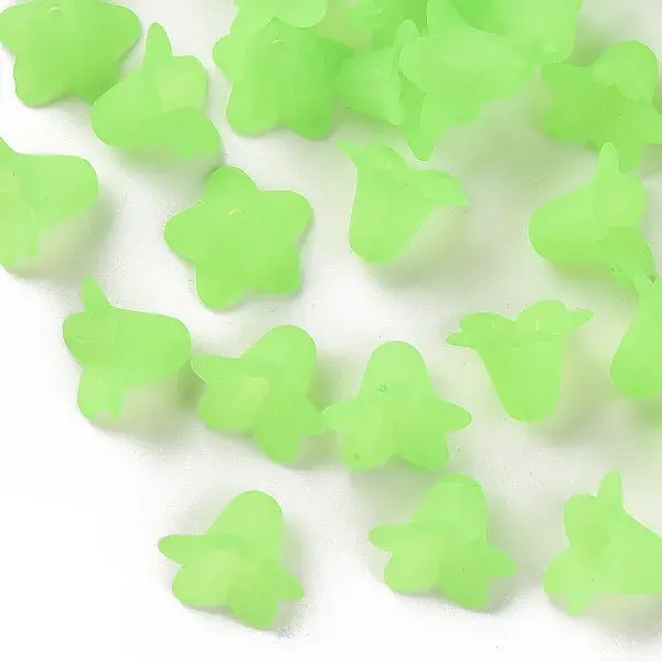 Green Frosted Transparent Acrylic Flower Beads