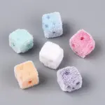 Flocking Opaque Acrylic Cube Beads