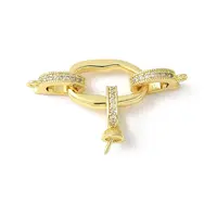 Brass Pave Clear Cubic Zirconia Fold Over Clasps