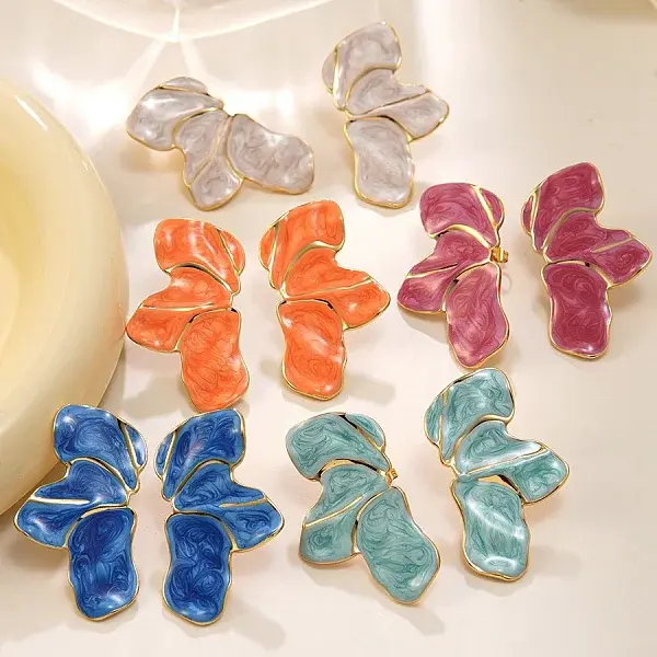 304 Stainless Steel Petaline Stud Earrings