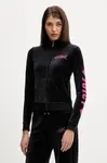 Velurová mikina Juicy Couture Angel dámská, černá barva, vzorovaná, JCNAS126453