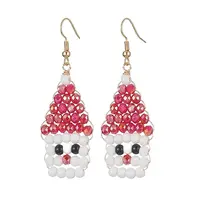 Glass Beaded Santa Claus Dangle Earrings