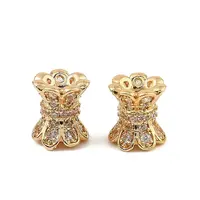 Brass Micro Pave Cubic Zirconia Beads