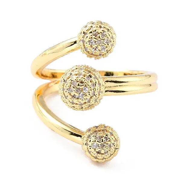 Brass Micro Pave Clear Cubic Zirconia Cuff Rings