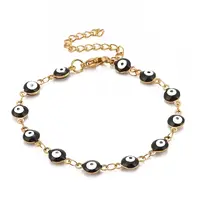 Enamel Oval with Evil Eye Link Chains Bracelet