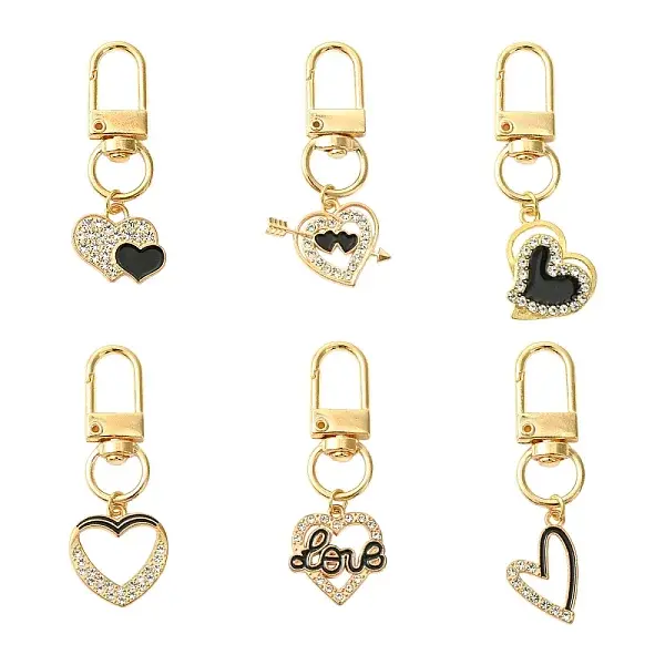6Pcs Alloy Enamel & Rhinestone Pendant Decoration