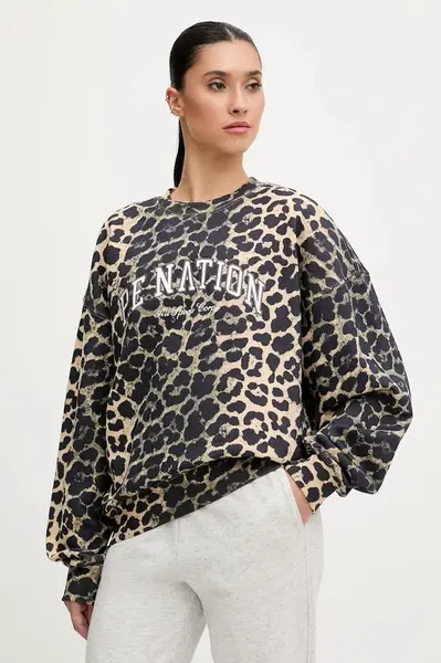 Bavlněná mikina P.E Nation Heritage dámská, hnědá barva, vzorovaná, 253F115