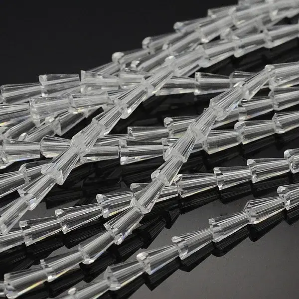 Faceted Cone Glass Beads Strands