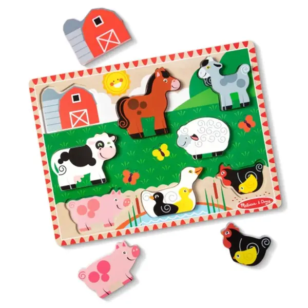 Melissa & Doug drevené puzzle farma