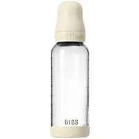 BIBS Baby Glass Bottle Round Latex antikoliková láhev Ivory 240 ml
