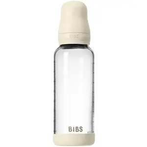 BIBS Baby Glass Bottle Round Latex antikoliková láhev Ivory 240 ml