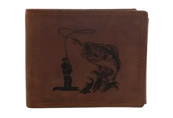 Mercucio peněženka světlehnědá vzor 57 rybář a candát