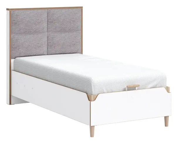 Postel 100x200cm s úložným prostorem a usb dylan - bílá/dub světlý