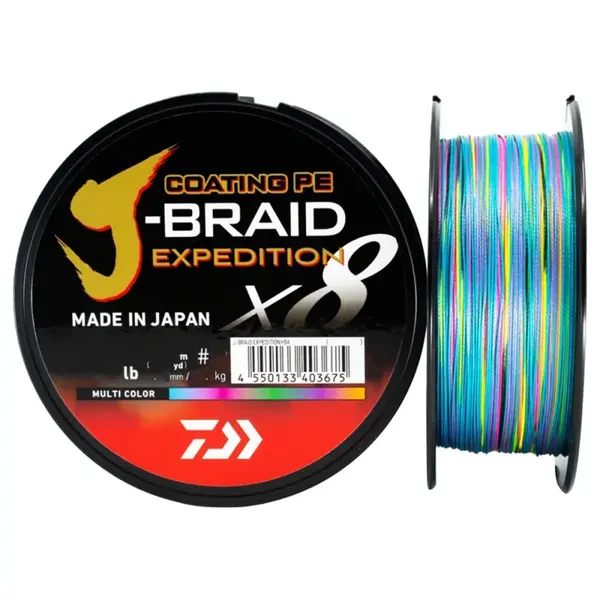 Daiwa splétaná šňůra j-braid expedition multicolor 300 m - 0,20 mm 16 kg