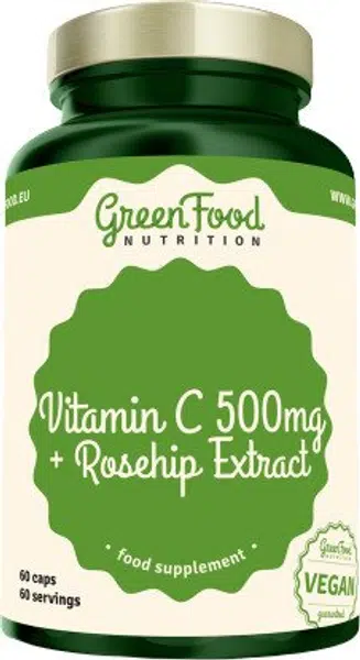 GREENFOOD NUTRITION Vitamin C 500mg + Rosehip extract 60 kapslí