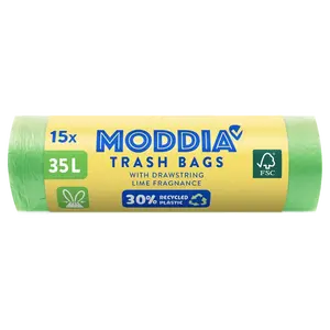 MODDIA Odpadkové pytle s vůní limetky a zatahovací páskou 15 x 35 l