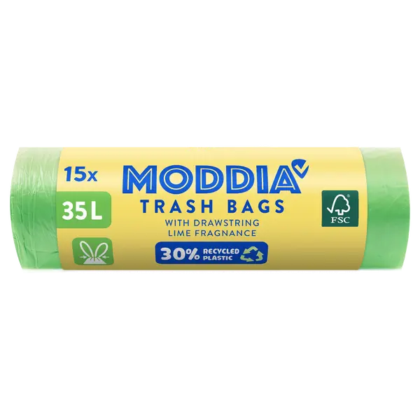 MODDIA Odpadkové pytle s vůní limetky a zatahovací páskou 15 x 35 l