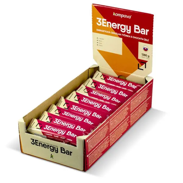 KOMPAVA 3Energy bar 32ks- jahoda-jogurtová poleva 32 x 40 g