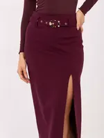 Bordová pouzdrová sukně s rozparkem