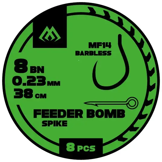Mikado návazec mf14 feeder bomb s trnem 8 ks 38 cm - 0,20 mm velikost háčku 12