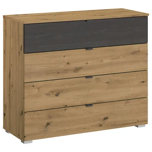 Rauch Möbel KOMODA, černá, dub artisan, 80/81/42 cm