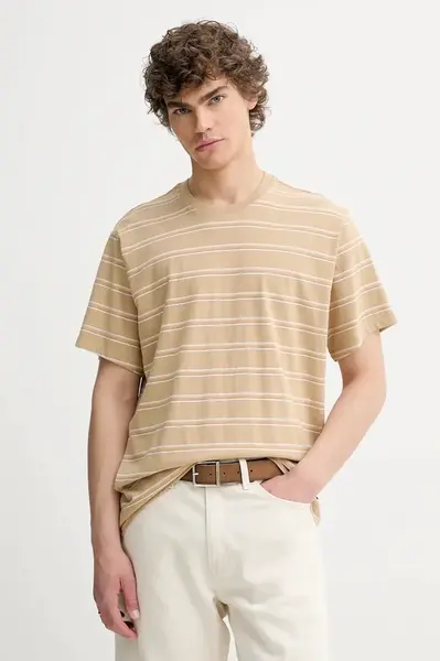 Bavlněné tričko Levi's THE ESSENTIAL TEE pánské, béžová barva, A3328