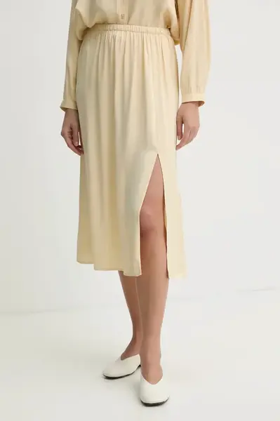 Sukně American Vintage béžová barva, midi, UNY13BE25