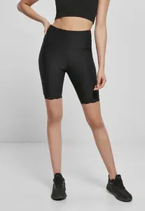 Women's high-waisted cycling shorts with lace trim black