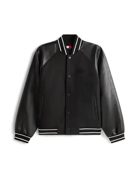 Tommy Jeans Prechodná bunda 'Varsity'  čierna / biela