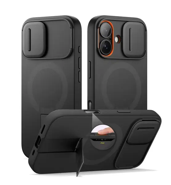 Suritch MagSafe Kickstand Camprotector obal iPhone 17, černý