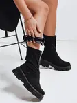 Dámské černé kotníkové kozačky na platformě