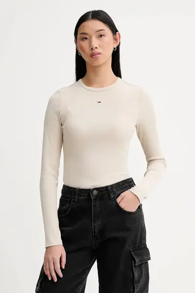 Tommy Jeans tričko s dlouhým rukávem dámské bavlněné s elastanem