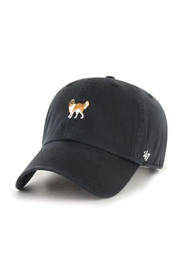 Bavlněná baseballová čepice 47 brand Dog Base Runner Icon černá barva, hladká, XX-BSRIC1411GWS-BKT