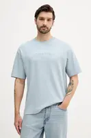 Bavlněné tričko Calvin Klein pánské, modrá barva, s aplikací, LV04LC206G